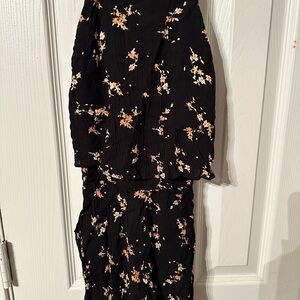 H&M shorts romper Black and orange flower